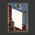 Cozy Vintage Interior With Blue Walls Red Curtains Vintage TV And Dresser Mirror