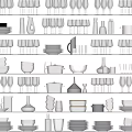 Assorted Dinnerware Set With Cups Plates Bowls And Glassware On Kitchen Shelf