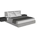 Modern Upholstered Double Bed With Matching Nightstands Soft Blanket And Pillows 3d model