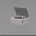 White Electronic Vinyl Turntable With Open Lid And Control Knobs Design 3d model