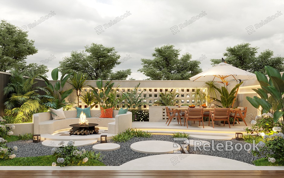 Courtyard landscape landscape plant home courtyard villa courtyard outdoor sofa cream wind courtyard model