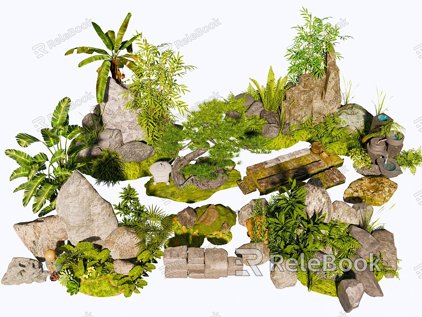 Landscape rockery plant combination stone model