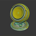 Modern Circular Yellow Two Layered Furniture With Sleek Surface And Metal Frame