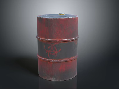 Rusty Red And Black Metal Barrel With Skull Hazard Symbol On Surface 3d model
