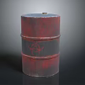 Rusty Red And Black Metal Barrel With Skull Hazard Symbol On Surface