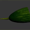 Fresh Green Striped Cucumber with Sliced Half Showing Yellow Flesh and Seeds