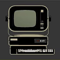 Vintage Computer System with Beige Monitor Green Screen Main Unit and Keyboard