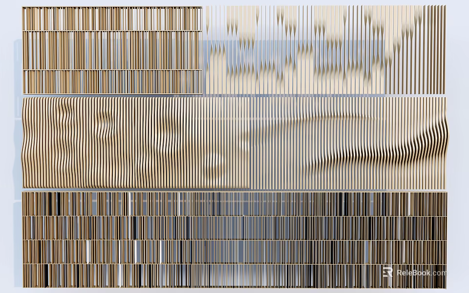 Elegant Partition Design With Striped Textures And Diverse Materials For Modern Home 3d model 