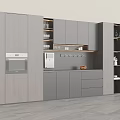 Modern Wooden And Black Sideboard With Cabinets Drawers Open Shelves Fruit Bowl And LED Lighting