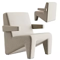 Beige Fabric Single Sofa For Living Room With Modern Minimalist Design Clean Lines And Armrests