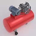 Portable Industrial Air Compressor With Red Tank Motor Pump And Wheels