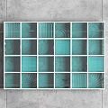 Decorative Teal Wall Surface With Square Tiles And Various Textures 3d model