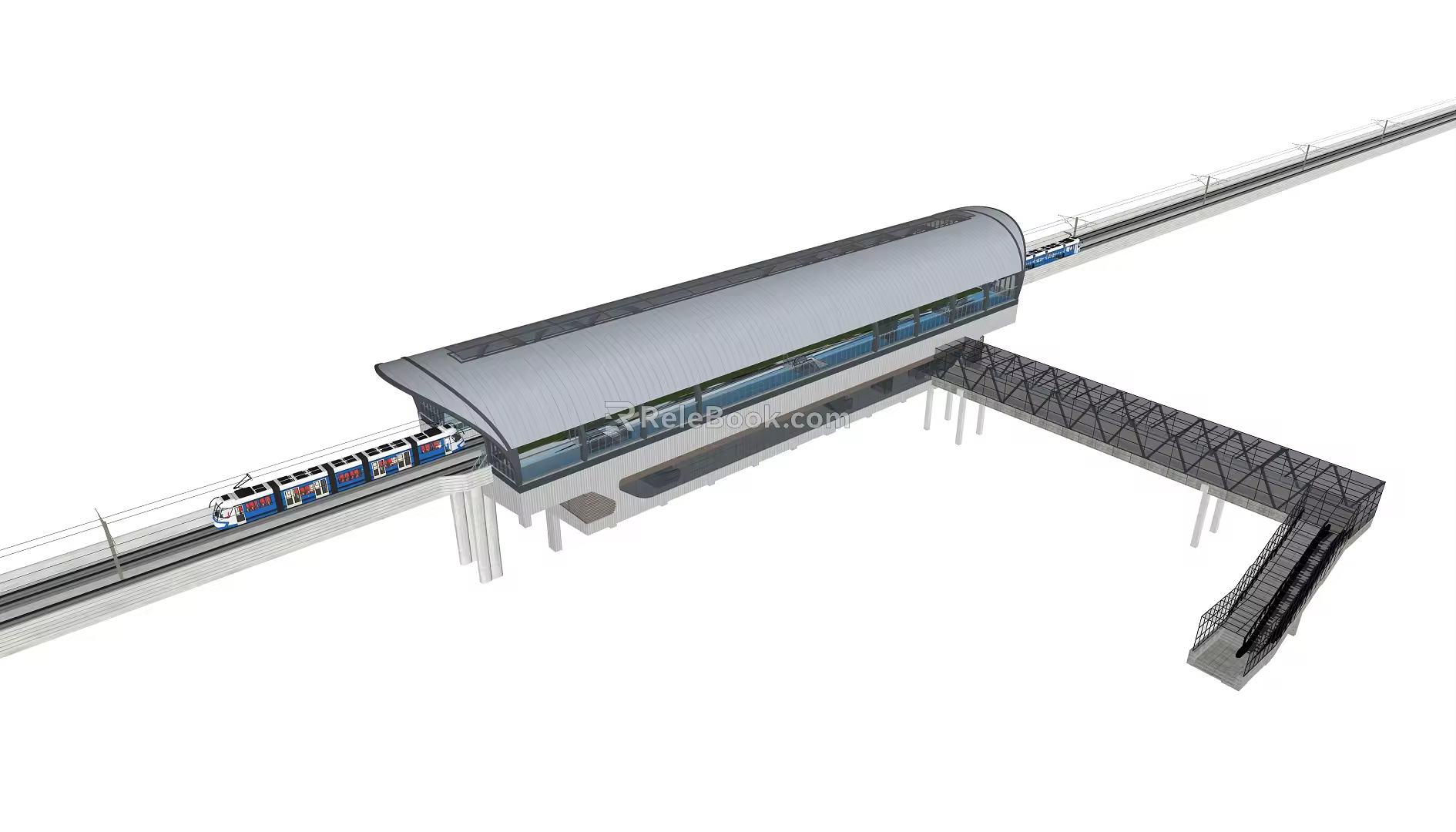 modern tram overpass light rail intercity rail 3d model