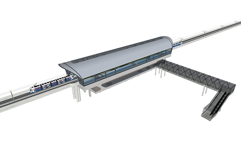 modern tram overpass light rail intercity rail 3d model