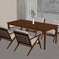 Modern Wooden Meeting Table And Chairs With White Vase Green Plants In Bright Room