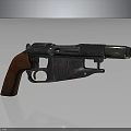 Vintage Pistol with Rustic Wooden Grip Antique Metal Body Isolated on Dark Background