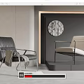 Leisure Chairs Modern Black Leather Beige Fabric With Metal Frame In Interior