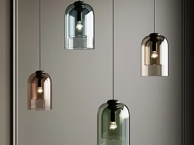 Modern Bell Shaped Glass Pendant Lights in Various Colors for Interior Design 3d model