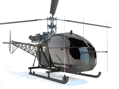 Black Helicopter Design With Main Rotor Tail Rotor Landing Gear And Fuselage 3d model
