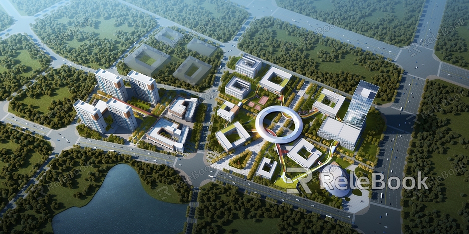 Modern Aerial View Science and Technology Park Industrial Park model