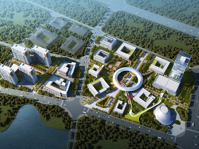 Modern Aerial View Science and Technology Park Industrial Park model