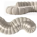 Modern Irregular Sofa With Curved Wave Design And Tufted Fabric Details 3d model