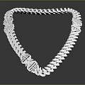 Shiny Silver Chain Necklace With Elegant Reflective Geometric Pattern And Smooth Links 3d model