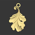 Golden Leaf Pendant with Swirl Design for Daily Life Accessory