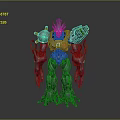 Mechanical Robot Design With Green Illuminated Parts And Metallic Armor Structure