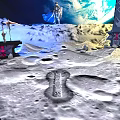 Interstellar Crossing VIII Modern Exhibition Booth Entrance Blue Black With Moon Surface Earth