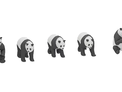 Modern panda eating bamboo panda 3d model