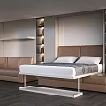 Modern Double Bed With Sleek Design Leather Headboard Storage Cabinets Built-in Lighting And Sofa