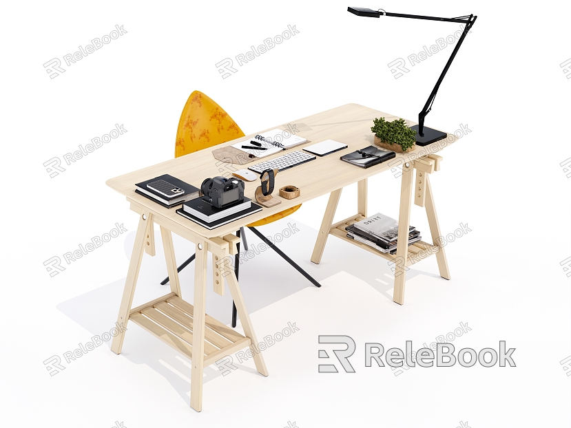 Modern Solid Wood Work Desk and Chair model