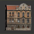 European Style Architecture Multi Story Building With Red Roof Orange Facade And Decorative Windows