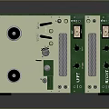 Green And Beige Industrial Equipment With Control Panel Knobs Ports And Buttons