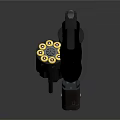 Modern Tactical Revolver with Scope Exposed Cylinder Black Grip and Ammunition Rounds