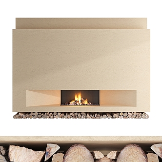 Quiet fireplace Background wall fireplace 3d model