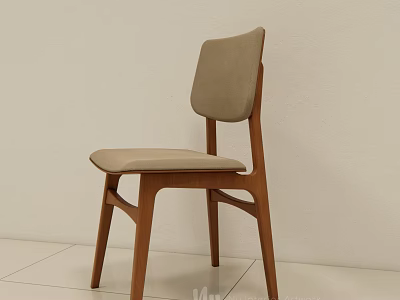 Modern Leisure Chair With Light Wooden Frame And Beige Upholstered Seat Backrest 3d model