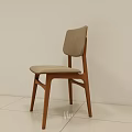 Modern Leisure Chair With Light Wooden Frame And Beige Upholstered Seat Backrest