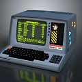 Vintage Computer With Green Screen Display And Classic Black Keyboard Design 3d model