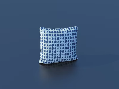 Blue and White Polka Dot Pattern Decorative Pillow for Home Sofa Decor 3d model