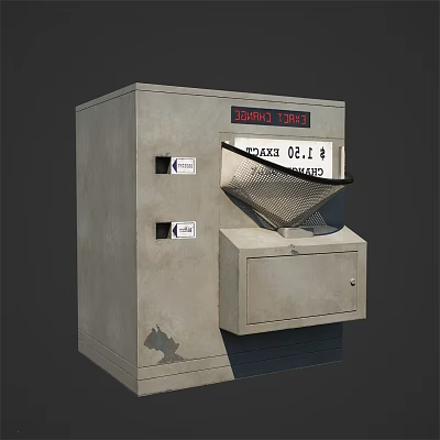 Gray Commercial Equipment With Coin Card Payment Slots Digital Display And Dispenser Drawer 3d model