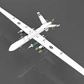 White Military Surveillance Drone With Extended Wings And Mounted Air To Ground Missiles