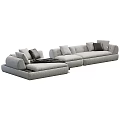 Modern Fabric Sectional Sofa Set With Modular Design Decorative Cushions And Throw Blanket 3d model