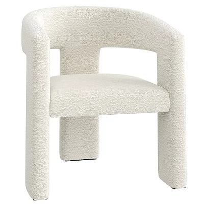 Modern Plush White Leisure Chair With Armrest And Soft Cushion Design 3d model