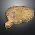 Antique Wooden Astrolabe With Decorative Motifs And Engraved Scales On Handle