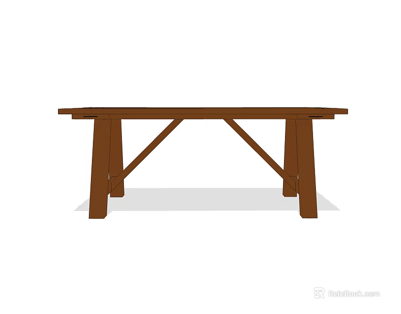 Simple Wooden Dining Table With Crossed Legs Design For Home Dining Room 3d model 