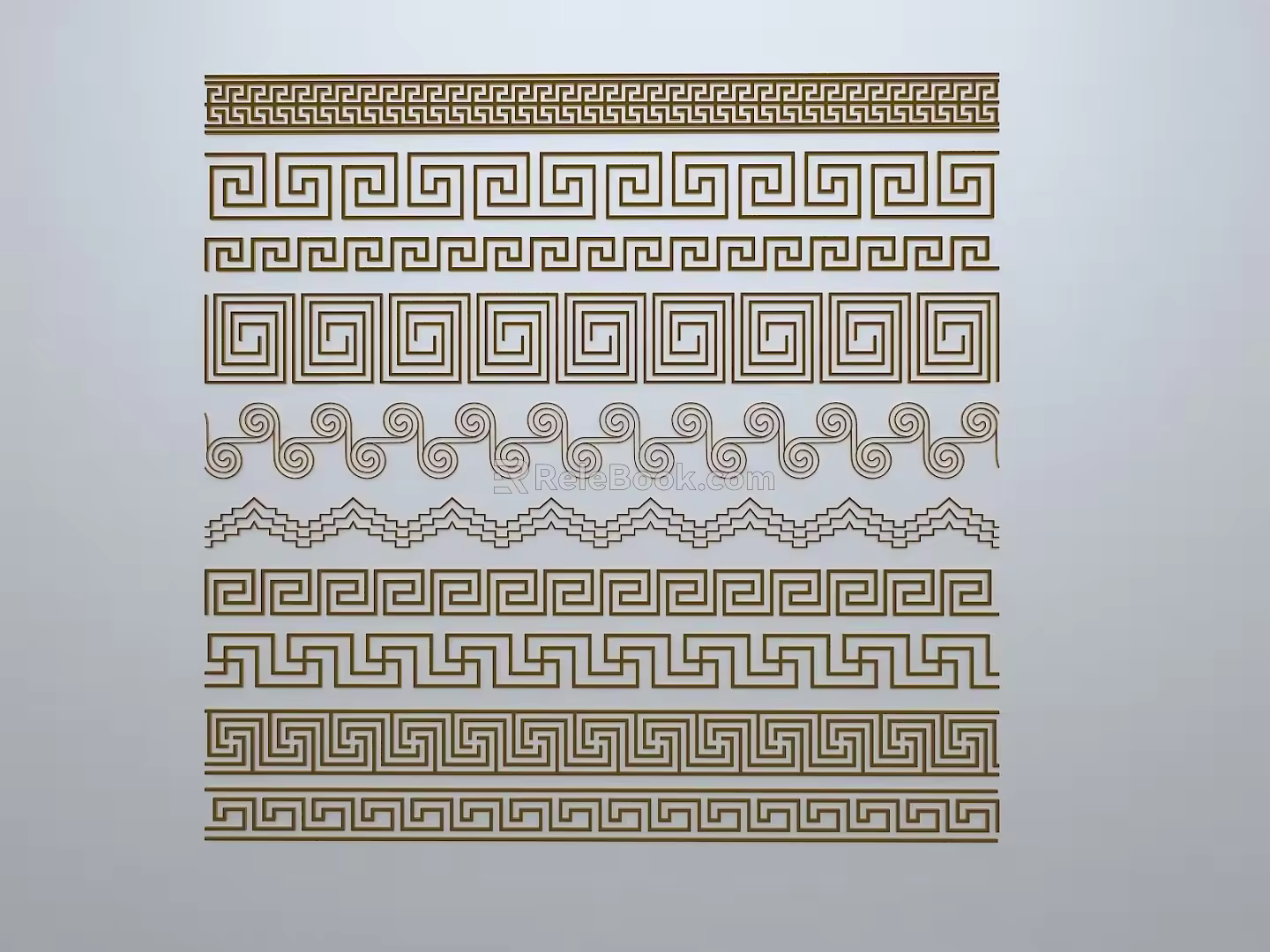 Chinese-style window grilles line silhouette pane window sill border engraved window edge strip construction 3d model