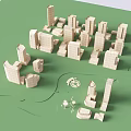 Aerial Planning Of Urban City Model With Buildings Roads And Green Spaces