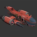 Red Sci-Fi Spaceship With Mechanical Design Twin Engines And Futuristic Cockpit
